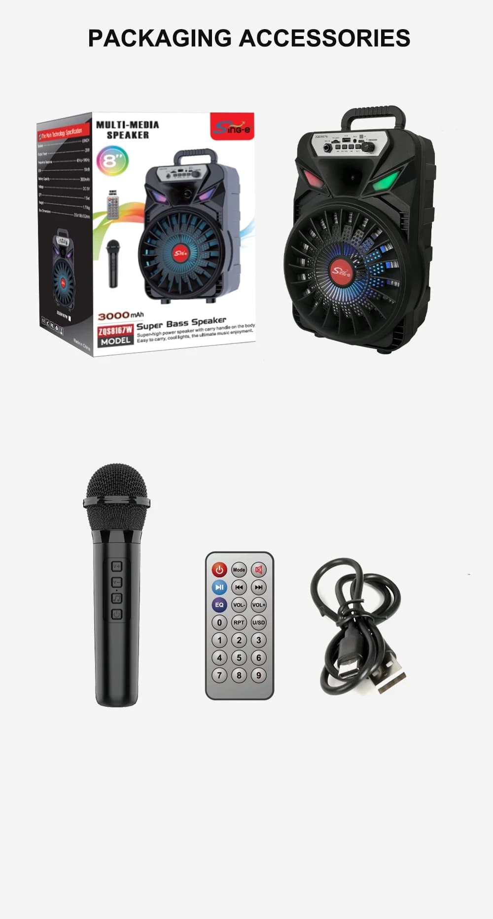 Haut-parleur Bluetooth SING-E  RGB ZQS-8167W — Afficher l'image 2