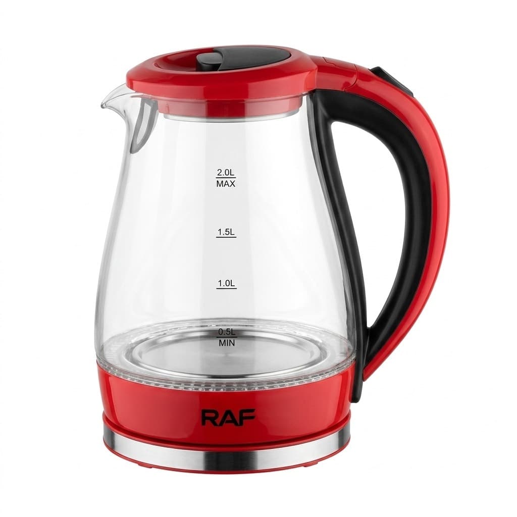 Bouilloire Electrique en Verre RAF 2L 2000W Rouge R.7820