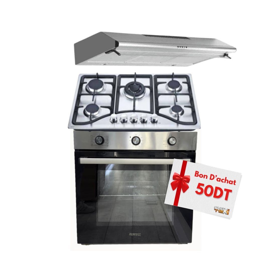 Pack de Cuisson Encastrable ( Plaque STARONE / Four encastrable / Hotte Aspirante Casquette ) + Bon D'achat Cadeau