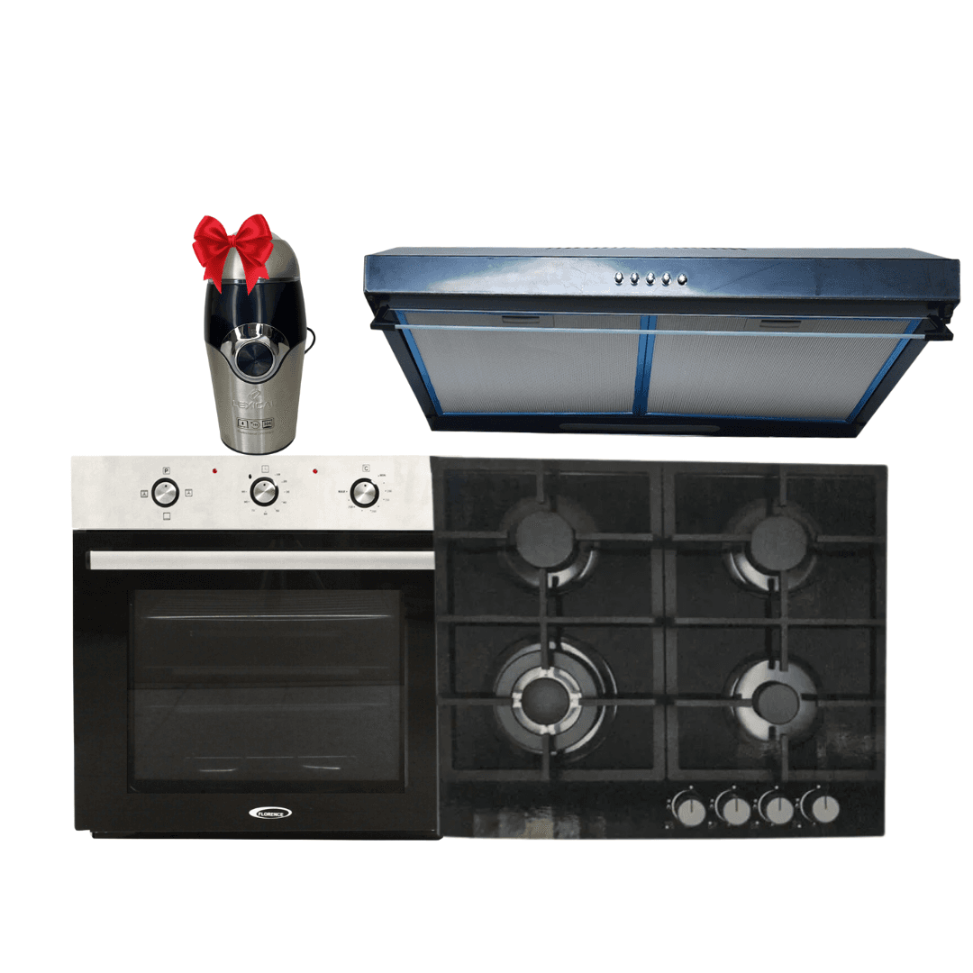 Pack de Cuisson Encastrable ( Four Encastrable + Hotte Casquette + Plaque de Cuisson ) + Coffee Grinder Lexical LCG-0710 Offert